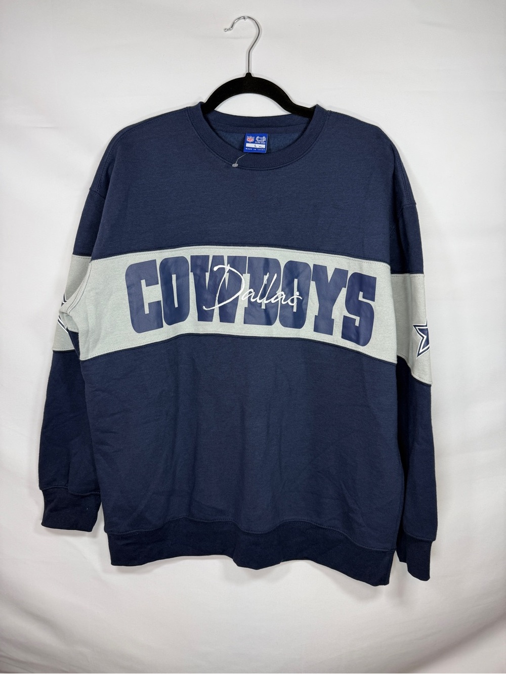 NFL Ultra Game Dallas Cowboys Sweatshirt Mens Size L Navy Blue Crewneck NWOT